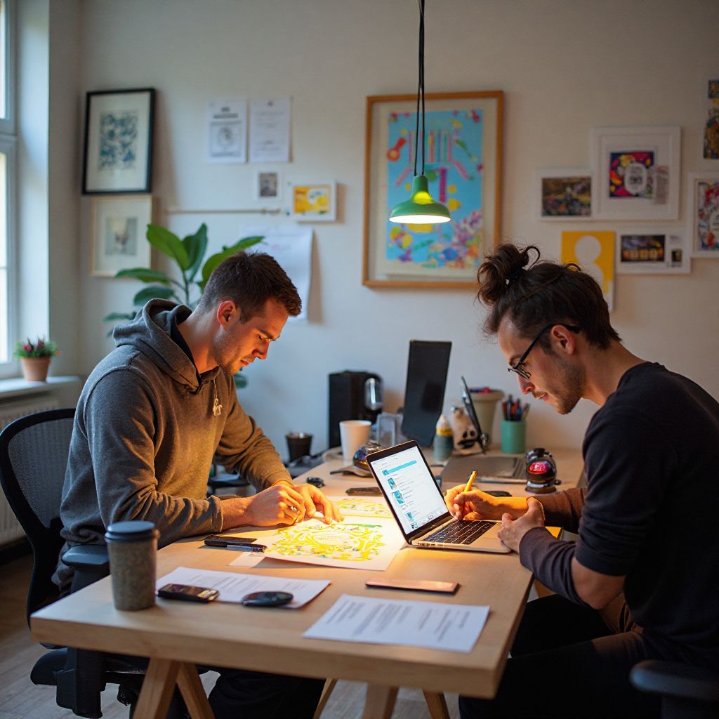 I fondatori dello studio al lavoro sui primi prototipi